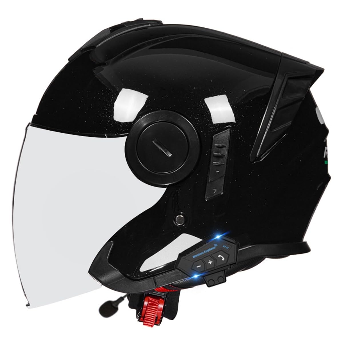 Bluetooth Jethelm Motorradhelm ECEDOT Zertifizierung Integrierter Bluetooth Helm Jet Scooter Helm Rollerhelm Herren Damen Mit Doppelvisier Winddichter Motorrad Halbhelm 3,XL:61-62CM von QAZXCVB