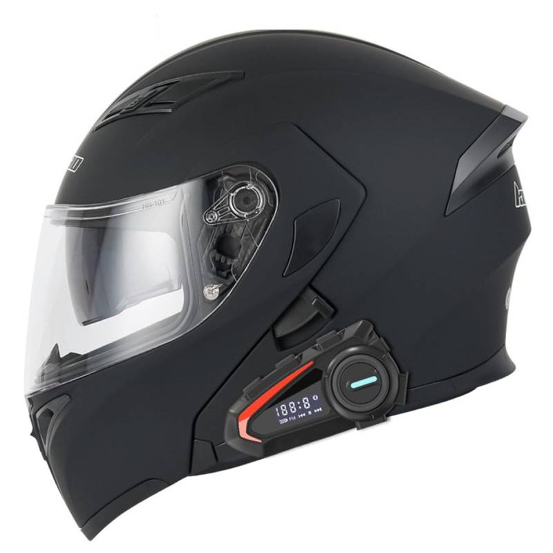 Bluetooth Motorradhelm Motorrad Klapphelm Mit Doppelvisier Rollerhelm Sturzhelm Integralhelm Racing Helm Für Damen Herren DOT/ECE Zertifiziert Flip Vollvisierhelm 3,XL:61-62CM von QAZXCVB