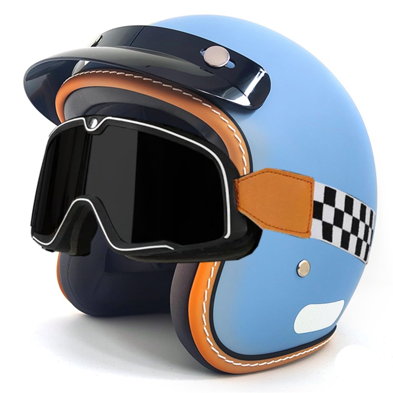 Deutsche Stil Motorrad Halbhelme Retro Halbschalenhelm Jethelm Mit Schutzbrille 3/4 Klassisch Motorradhelm Offener Helm DOT/ECE Zertifizierung Cruiser Chopper Scooter Helm 1,M:57-58CM von QAZXCVB