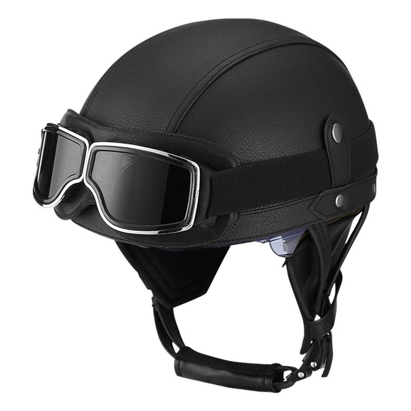 Halbschale Jet-Helm Brain-Cap ECE-Zulassung Adults Unisex Motorradhelm Offener Helm Mit Brille Halbschalenhelm Rollerhelm,Für Cruiser Chopper Moped Scooter 6,S von QAZXCVB