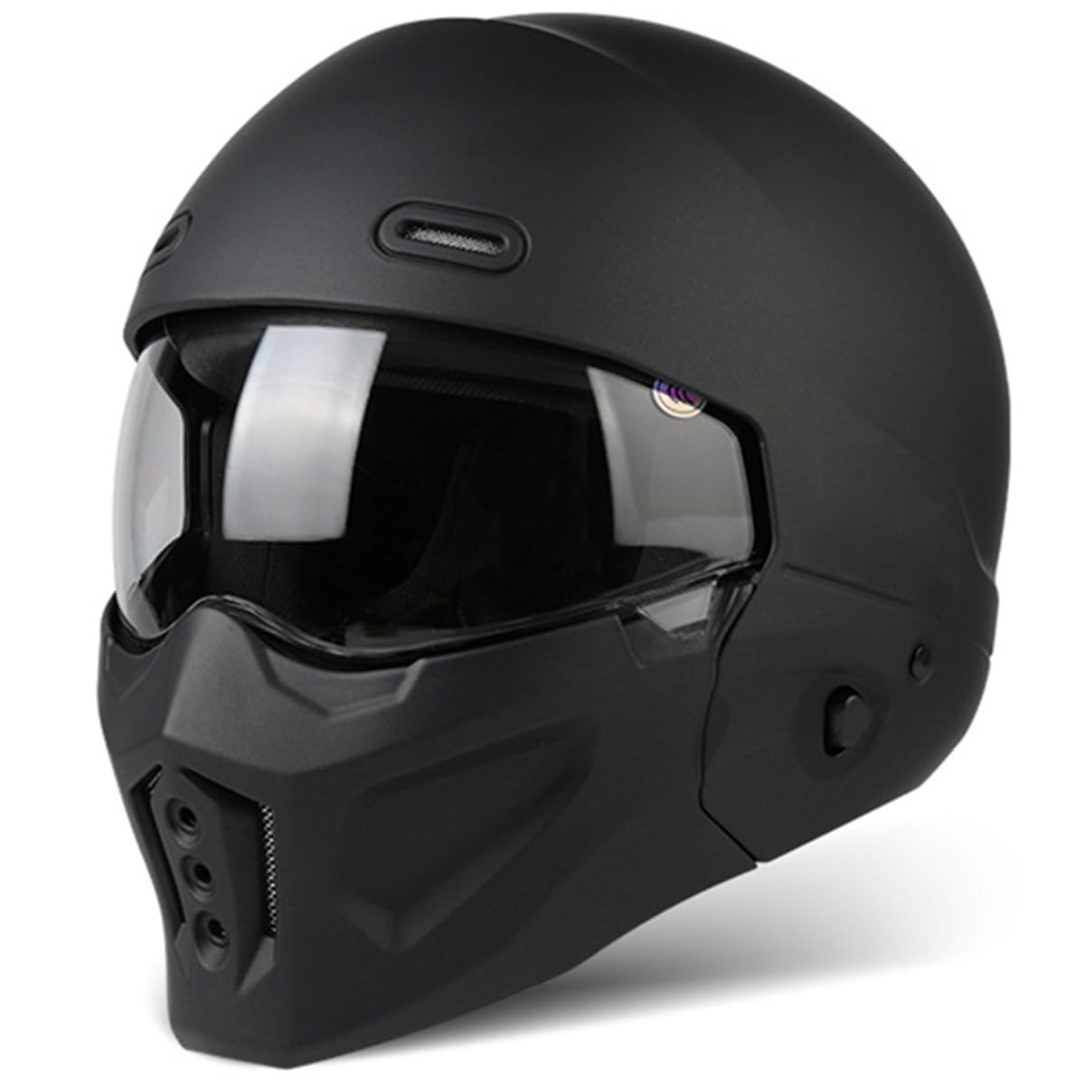 Halbschalenhelm 3/4 Motorradhelm Kombinationshelm DOT/ECE-Zertifizierung Vintage Cruiser Chopper Scooter Helm Jethelme Retro Motorrad Halbhelm -Abnehmbarem Kinnschutz 6,S:55-56CM von QAZXCVB