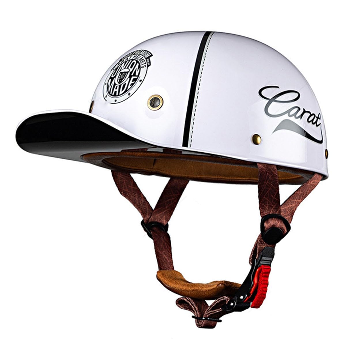 Halbschalenhelm Retro Motorradhelm Jethelm ECEDOT Zertifizierung Motorrad Halbhelm Baseball Cap Scooter Helm Mit Schnellverschluss-Schnalle Offener Helm Für Herren Damen 10,XL:61-62CM von QAZXCVB