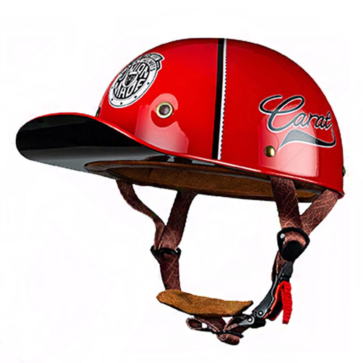 Halbschalenhelm Retro Motorradhelm Jethelm ECEDOT Zertifizierung Motorrad Halbhelm Baseball Cap Scooter Helm Mit Schnellverschluss-Schnalle Offener Helm Für Herren Damen 11,L:59-60CM von QAZXCVB