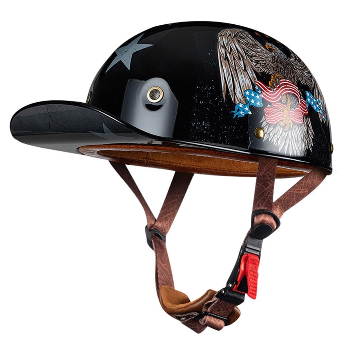 Halbschalenhelm Retro Motorradhelm Jethelm ECEDOT Zertifizierung Motorrad Halbhelm Baseball Cap Scooter Helm Mit Schnellverschluss-Schnalle Offener Helm Für Herren Damen 14,XL:61-62CM von QAZXCVB