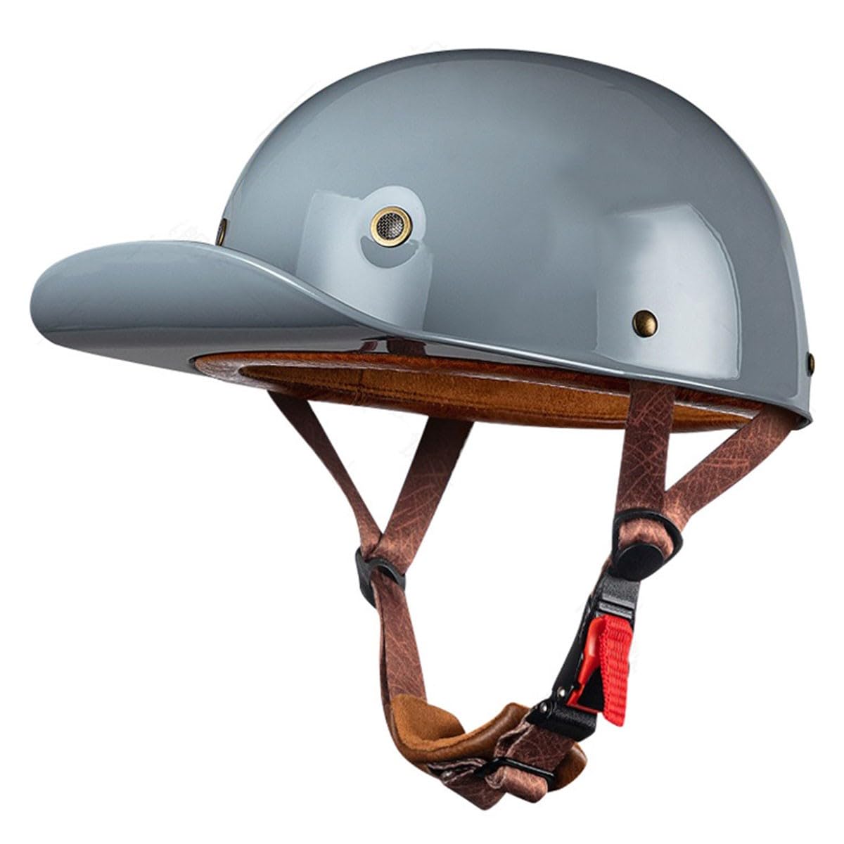 Halbschalenhelm Retro Motorradhelm Jethelm ECEDOT Zertifizierung Motorrad Halbhelm Baseball Cap Scooter Helm Mit Schnellverschluss-Schnalle Offener Helm Für Herren Damen 17,M:57-58CM von QAZXCVB