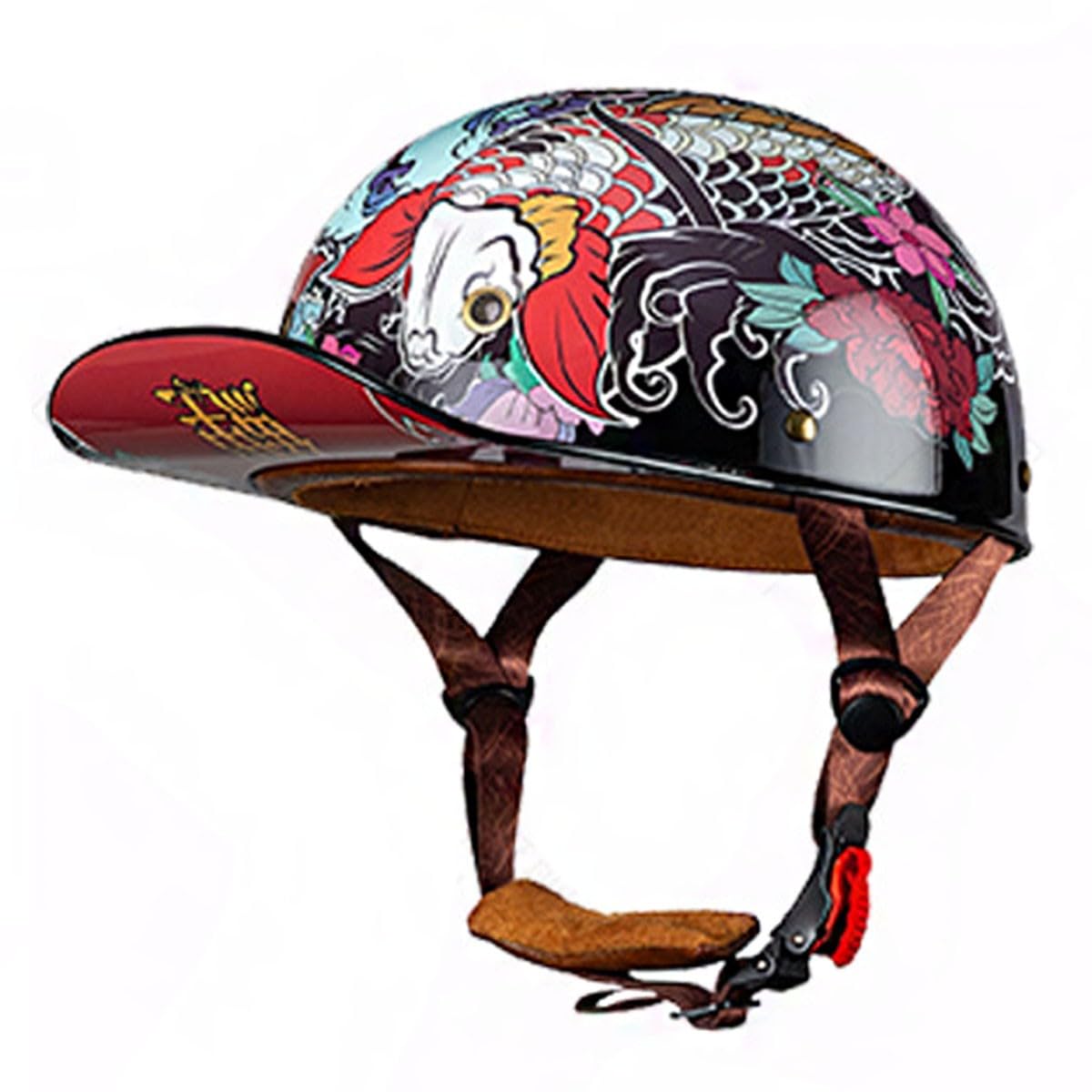 Halbschalenhelm Retro Motorradhelm Jethelm ECEDOT Zertifizierung Motorrad Halbhelm Baseball Cap Scooter Helm Mit Schnellverschluss-Schnalle Offener Helm Für Herren Damen 19,XL:61-62CM von QAZXCVB