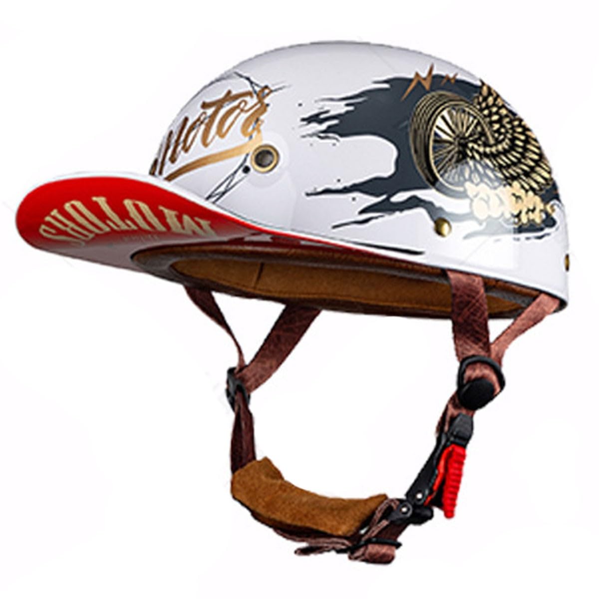 Halbschalenhelm Retro Motorradhelm Jethelm ECEDOT Zertifizierung Motorrad Halbhelm Baseball Cap Scooter Helm Mit Schnellverschluss-Schnalle Offener Helm Für Herren Damen 20,L:59-60CM von QAZXCVB