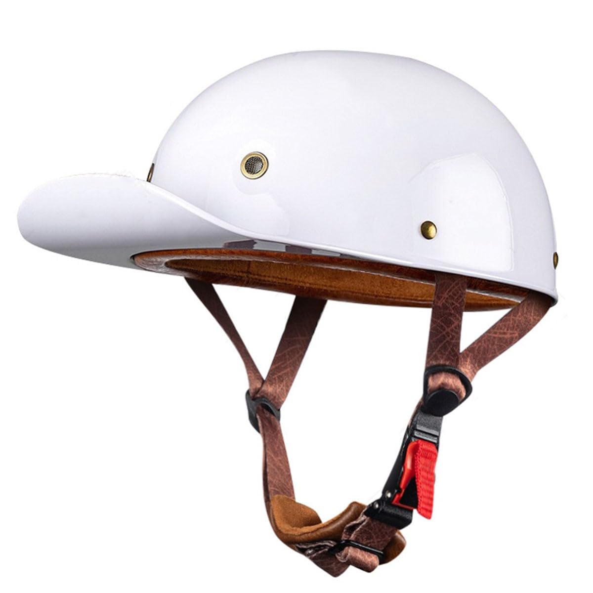 Halbschalenhelm Retro Motorradhelm Jethelm ECEDOT Zertifizierung Motorrad Halbhelm Baseball Cap Scooter Helm Mit Schnellverschluss-Schnalle Offener Helm Für Herren Damen 23,L:59-60CM von QAZXCVB