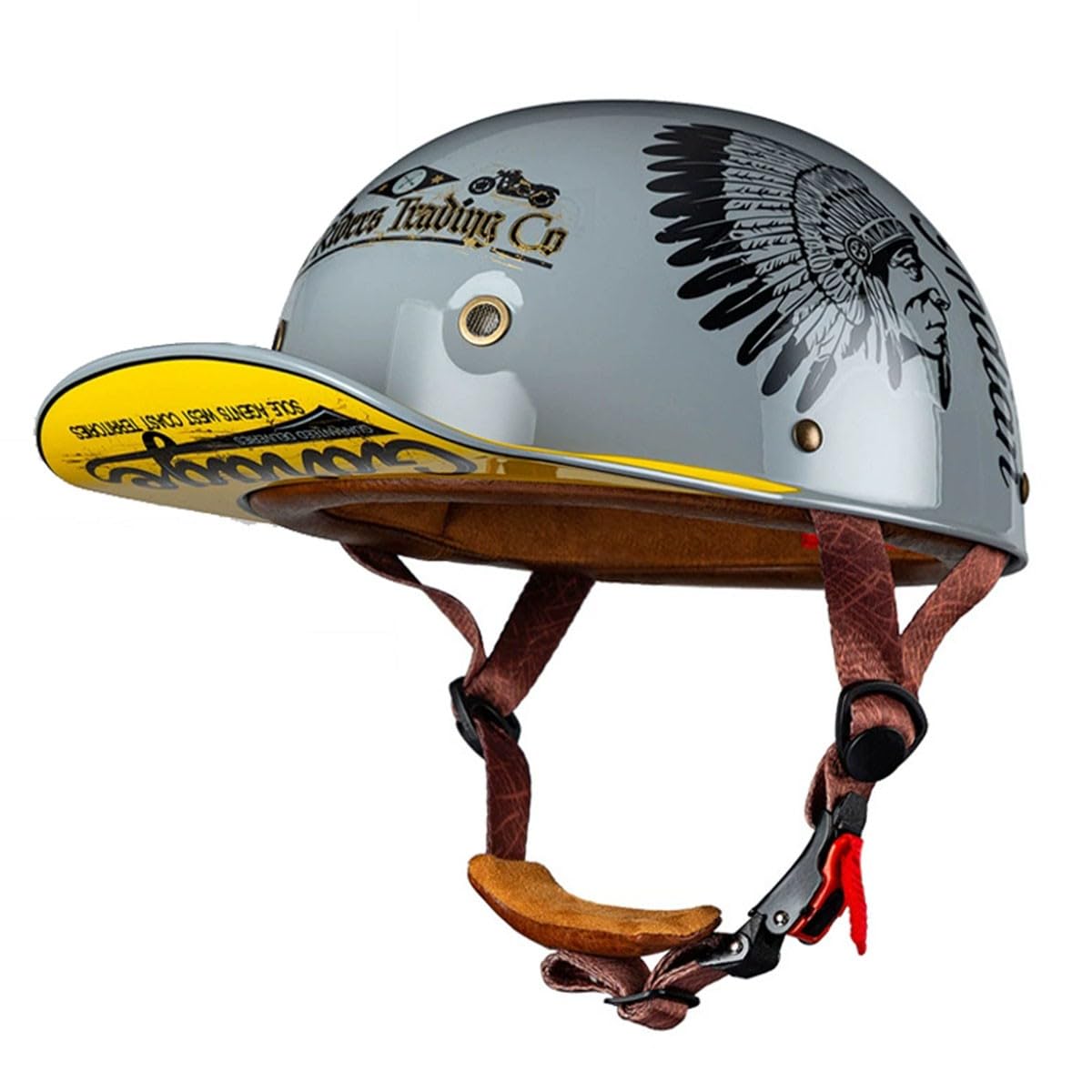 Halbschalenhelm Retro Motorradhelm Jethelm ECEDOT Zertifizierung Motorrad Halbhelm Baseball Cap Scooter Helm Mit Schnellverschluss-Schnalle Offener Helm Für Herren Damen 3,M:57-58CM von QAZXCVB