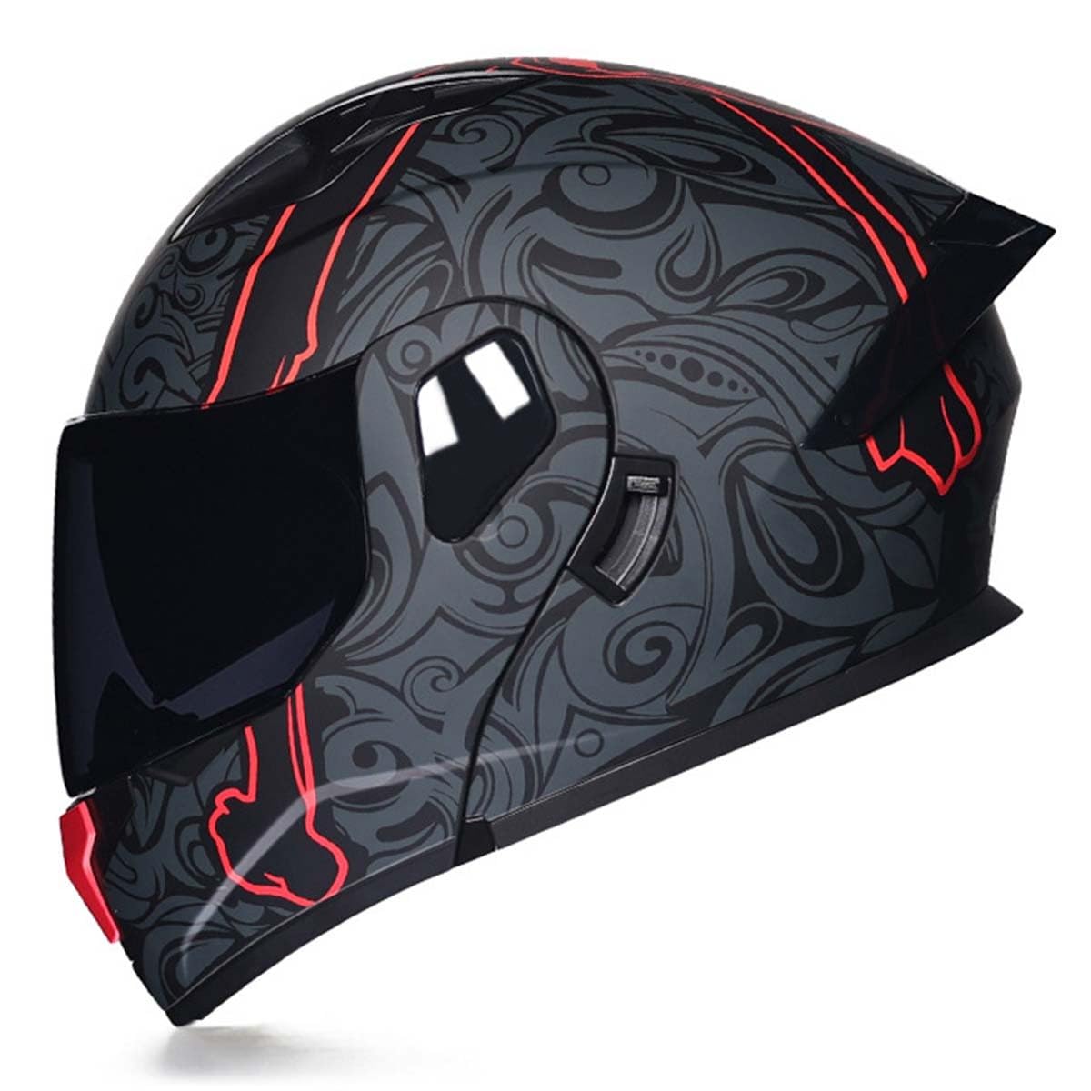 Integralhelm Motorradhelm Klapphelm Erwachsene Sturzhelm Mopedhelm ECE/DOT Zertifiziert Vollvisierhelm Motorrad Helme Mit Doppelvisier Lüftungssystem Für Herren Und Damen 2,M:57-58CM von QAZXCVB