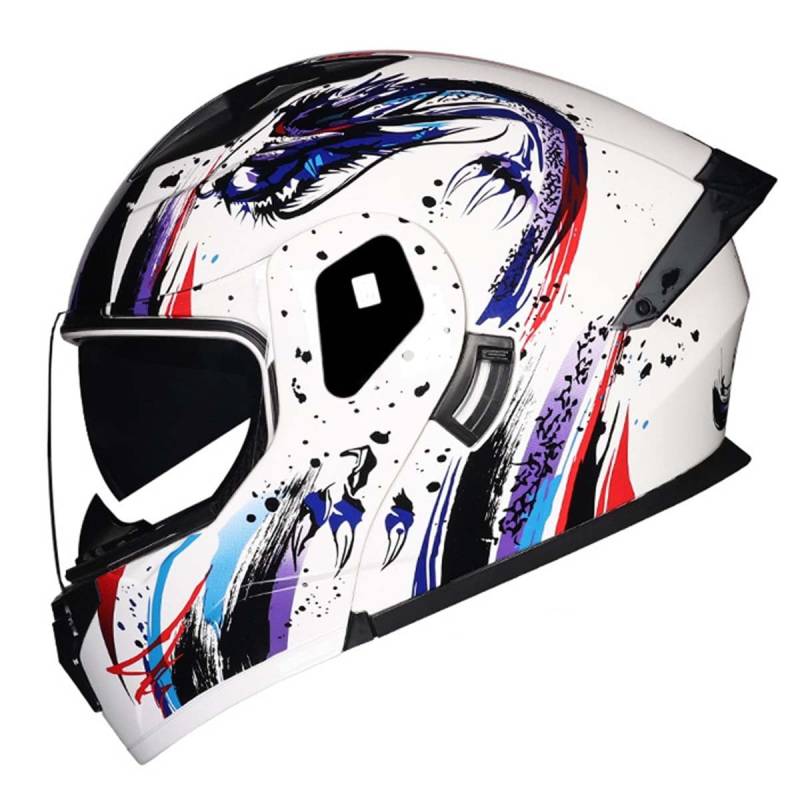 Integralhelm Motorradhelm Klapphelm Erwachsene Sturzhelm Mopedhelm ECE/DOT Zertifiziert Vollvisierhelm Motorrad Helme Mit Doppelvisier Lüftungssystem Für Herren Und Damen 7,L:59-60CM von QAZXCVB