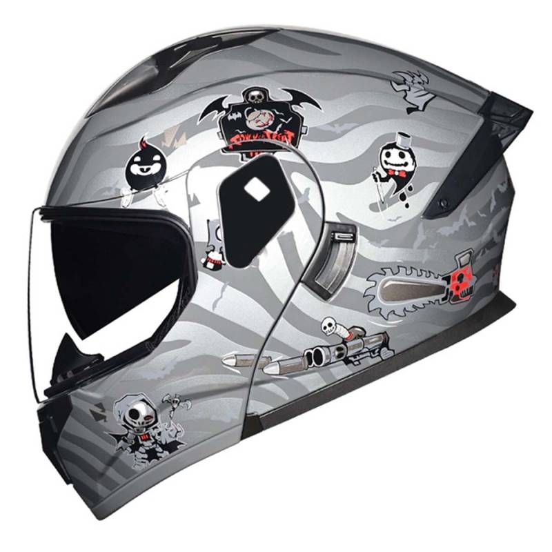 Klapphelm Integralhelm Mit Doppelvisier Integriert Motorradhelm Motorradhelm Motorrad Full Face Helm Klapphelm DOT/ECE Zertifiziert Racing Helm Für Damen Herren 13,L:59-60CM von QAZXCVB