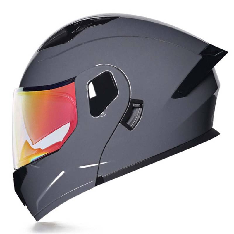 Klapphelm Motorradhelm DOT/ECE Zertifiziert Flip Vollvisierhelm Motorrad Schutzhelm Mit Doppelvisier Integrierter Helm Für Männer Und Frauen Abnehmbares Futter 17,L:59-60CM von QAZXCVB