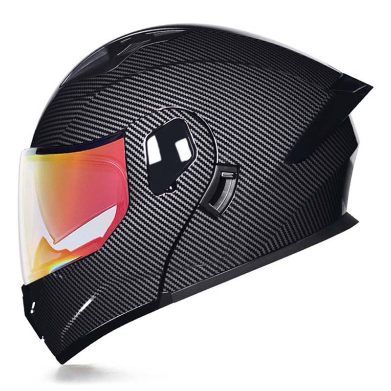 Klapphelm Motorradhelm DOT/ECE Zertifiziert Flip Vollvisierhelm Motorrad Schutzhelm Mit Doppelvisier Integrierter Helm Für Männer Und Frauen Abnehmbares Futter 2,M:57-58CM von QAZXCVB