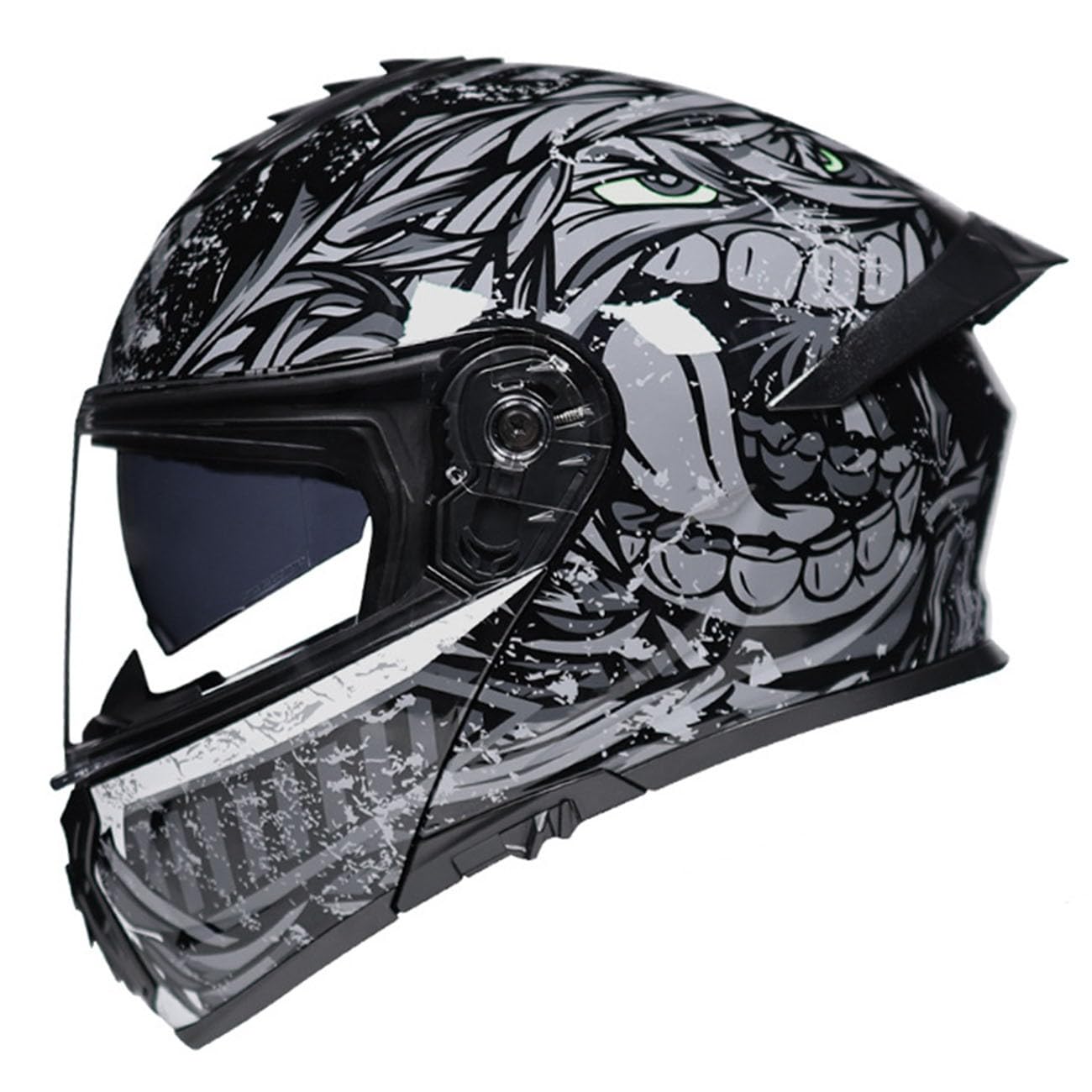 Klapphelm Motorradhelm Für Damen Herren Mit Doppelvisier Integrierter Helm Sturzhelm,Integralhelm Racing Helm ECE Zertifiziert Stoßfester Motocross Helm Vollvisierhelm 7,3XL von QAZXCVB