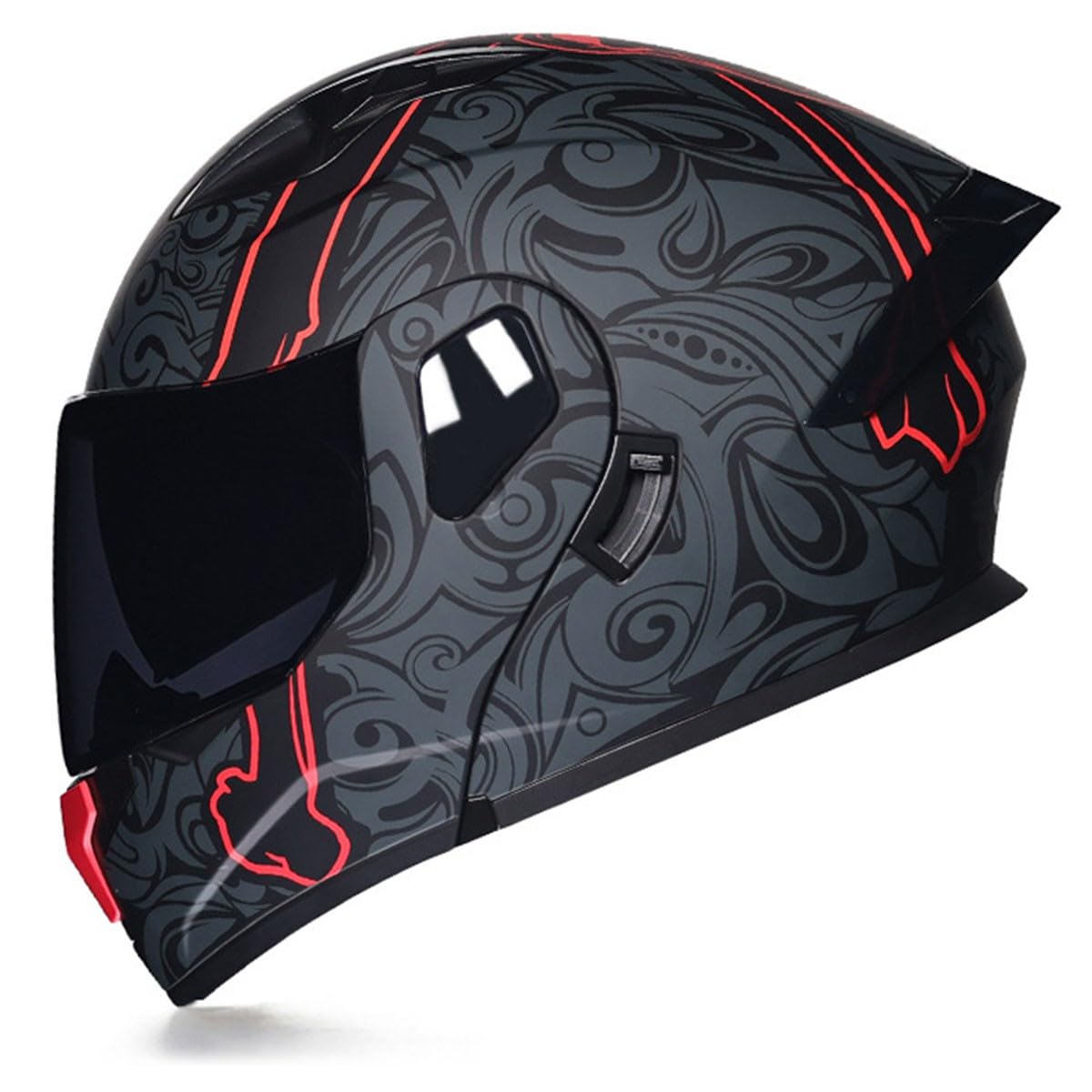 Modularer Motorradhelm Klapphelm Vollvisierhelm ECE/DOT Zertifiziert Sturzhelm Rollerhelm Integralhelm Mit Doppelvisier Motorrad Helm Für Herren Damen Erwachsene 11,XL:61-62CM von QAZXCVB