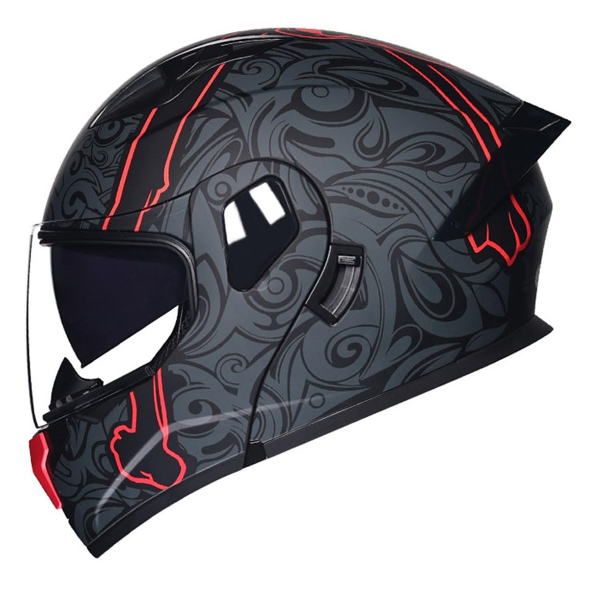 Modularer Motorradhelm Klapphelm Vollvisierhelm ECE/DOT Zertifiziert Sturzhelm Rollerhelm Integralhelm Mit Doppelvisier Motorrad Helm Für Herren Damen Erwachsene 12,M:57-58CM von QAZXCVB