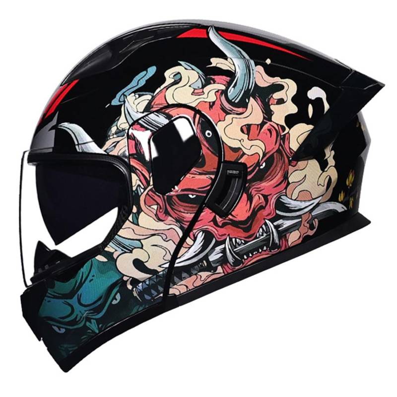 Modularer Motorradhelm Klapphelm Vollvisierhelm ECE/DOT Zertifiziert Sturzhelm Rollerhelm Integralhelm Mit Doppelvisier Motorrad Helm Für Herren Damen Erwachsene 18,XXL:63-64CM von QAZXCVB