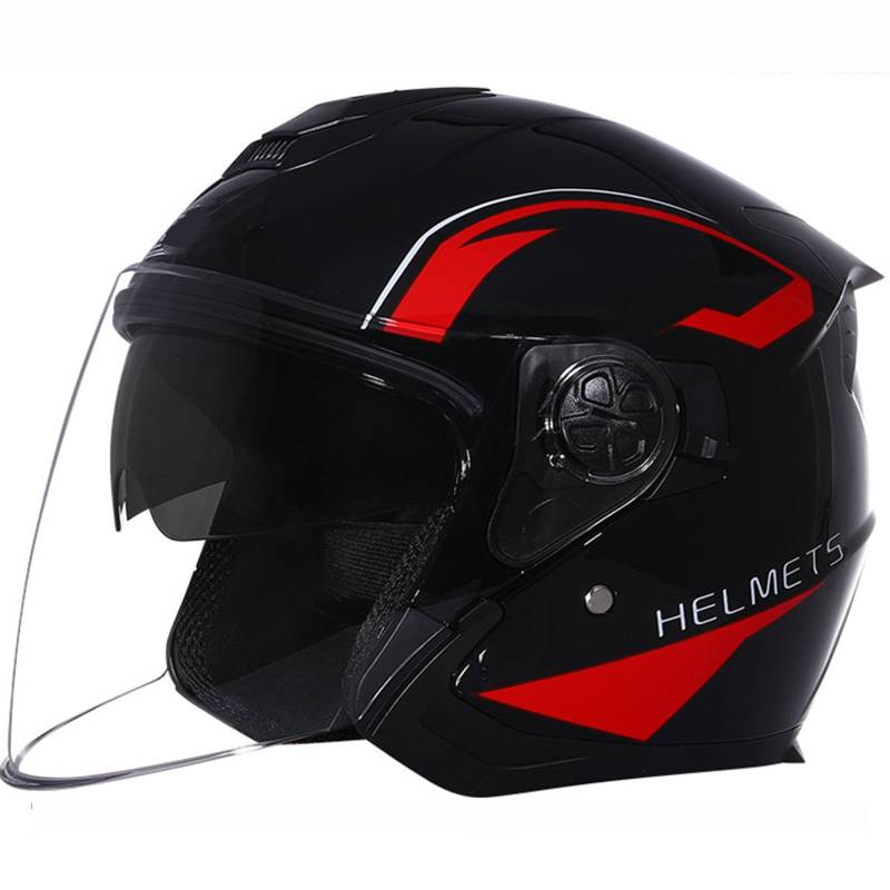 Motorrad Doppelspiegel Halbhelm Halboffenen Jethelm Rollerhelm Herren Damen Roller Helm Erwachsene Mofa Sturzhelm Moped Scooter Helm DOT/ECE ​Zugelassene 5,A=55-60cm von QAZXCVB