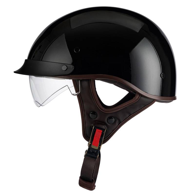 Motorrad Halbhelm Halbschalenhelm DOT/ECE-Zulassung Braincap Motorradhelm Retro Jethelm Für Erwachsene Unisex Mit Visier Offenem Helm Cruiser Scooter Helm 9,M:57-58CM von QAZXCVB