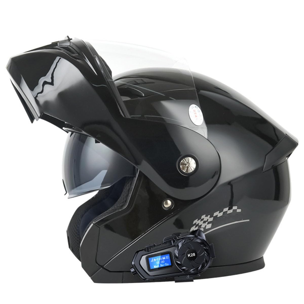 Motorrad Helm Klapphelm Bluetooth Integralhelm Mit Doppelvisier Sonnenblende Motorradhelm DOT/ECE Zertifiziert Flip Vollvisierhelm Sturzhelm Für Damen Herren Erwachsene 2,M:57-58CM von QAZXCVB