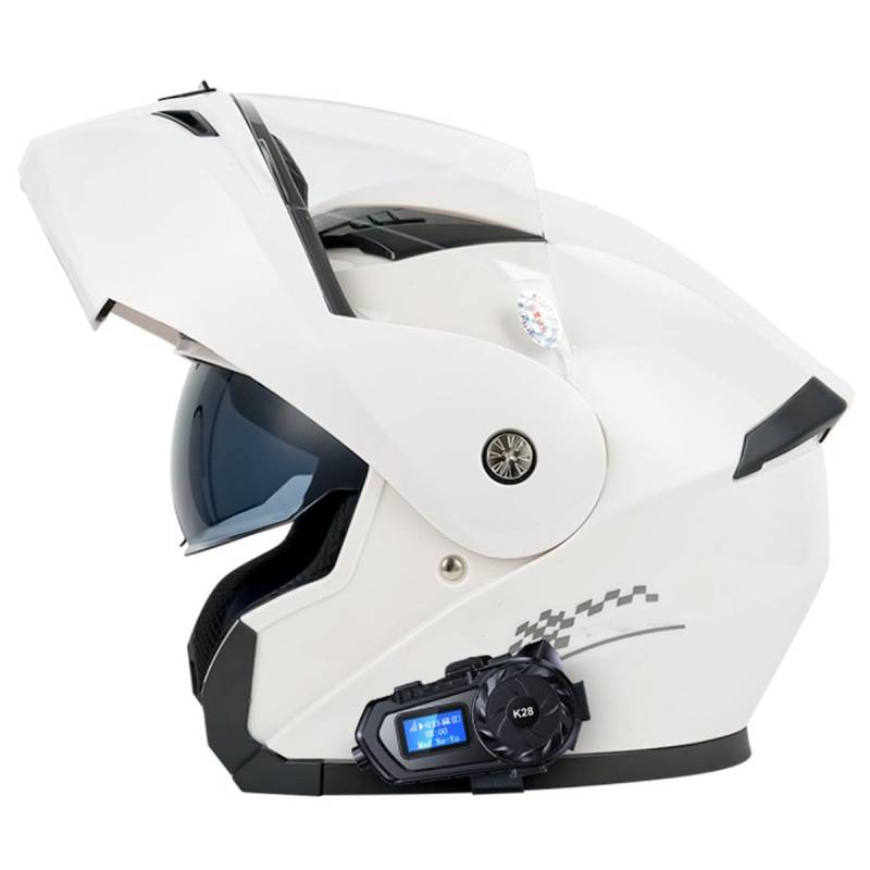 Motorrad Helm Klapphelm Bluetooth Integralhelm Mit Doppelvisier Sonnenblende Motorradhelm DOT/ECE Zertifiziert Flip Vollvisierhelm Sturzhelm Für Damen Herren Erwachsene 3,XXL:63-64CM von QAZXCVB