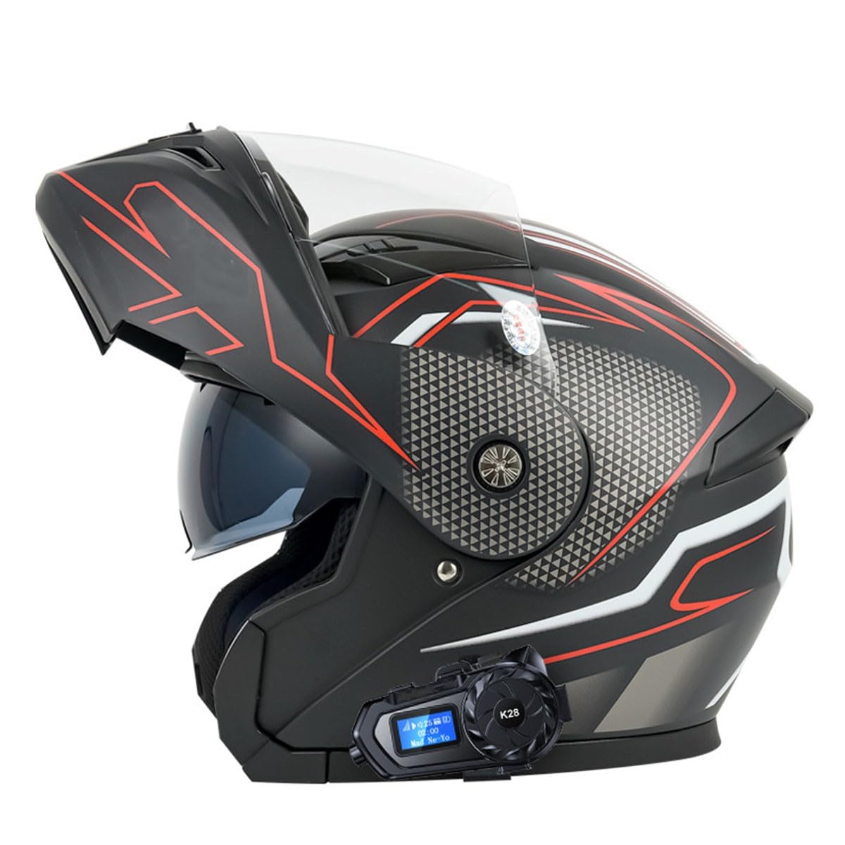 Motorrad Helm Klapphelm Bluetooth Integralhelm Mit Doppelvisier Sonnenblende Motorradhelm DOT/ECE Zertifiziert Flip Vollvisierhelm Sturzhelm Für Damen Herren Erwachsene 5,XXL:63-64CM von QAZXCVB