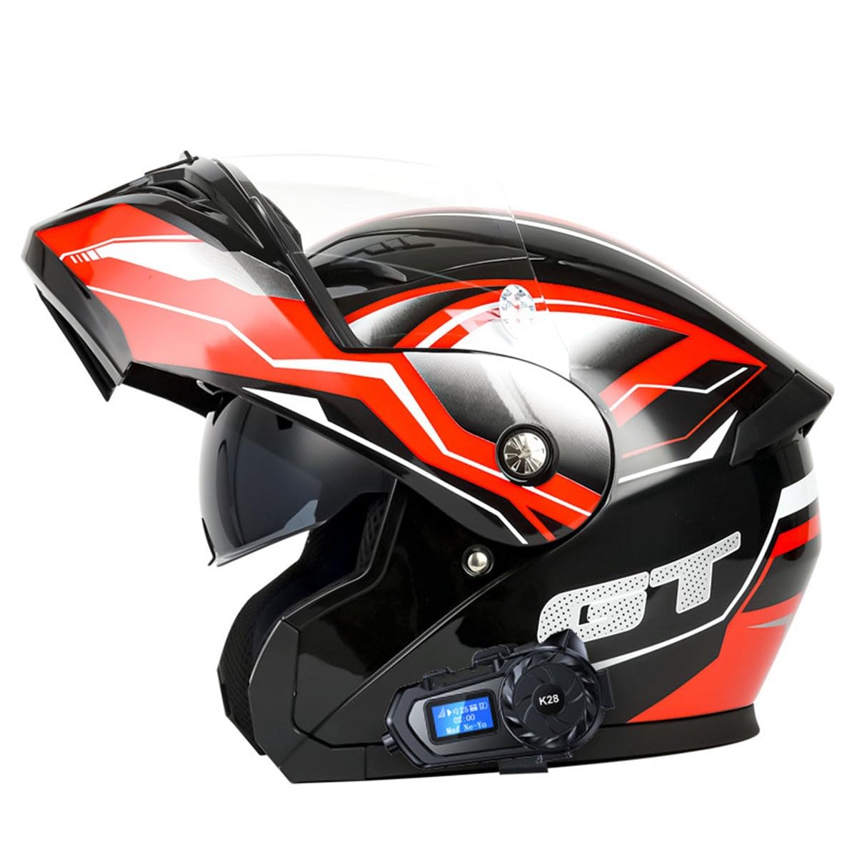 Motorrad Helm Klapphelm Bluetooth Integralhelm Mit Doppelvisier Sonnenblende Motorradhelm DOT/ECE Zertifiziert Flip Vollvisierhelm Sturzhelm Für Damen Herren Erwachsene 7,L:59-60CM von QAZXCVB