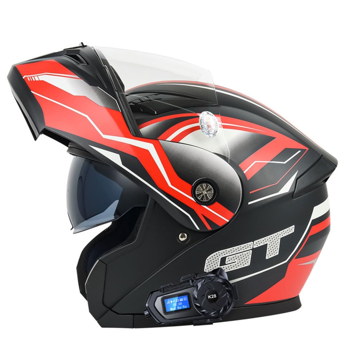 Motorrad Helm Klapphelm Bluetooth Integralhelm Mit Doppelvisier Sonnenblende Motorradhelm DOT/ECE Zertifiziert Flip Vollvisierhelm Sturzhelm Für Damen Herren Erwachsene 9,XL:61-62CM von QAZXCVB