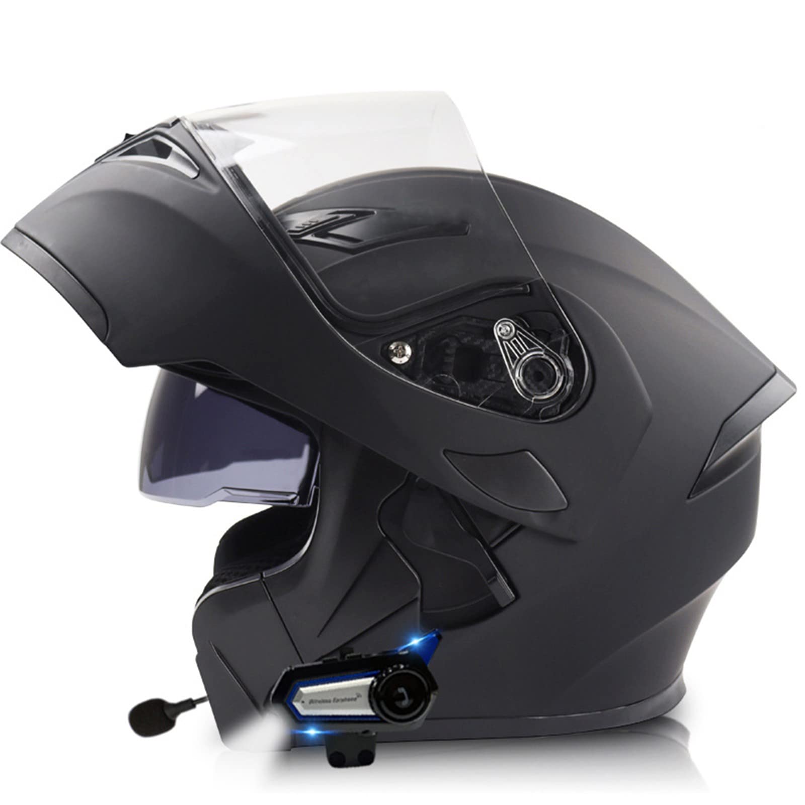 Motorrad Integrierter Bluetooth-Helm,Sturzhelm Doppelspiegel Klapphelm Motorradhelm ECE Genehmigt Modularer Helm Mit Eingebautem Mikrofon Für Automatische Reaktion 3,XL:61-62CM von QAZXCVB