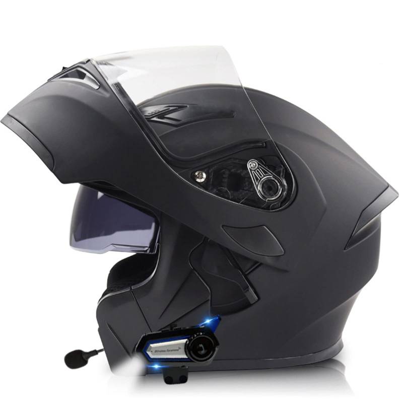 Motorrad Integrierter Bluetooth-Helm,Sturzhelm Doppelspiegel Klapphelm Motorradhelm ECE Genehmigt Modularer Helm Mit Eingebautem Mikrofon Für Automatische Reaktion 3,XXL:63-64CM von QAZXCVB