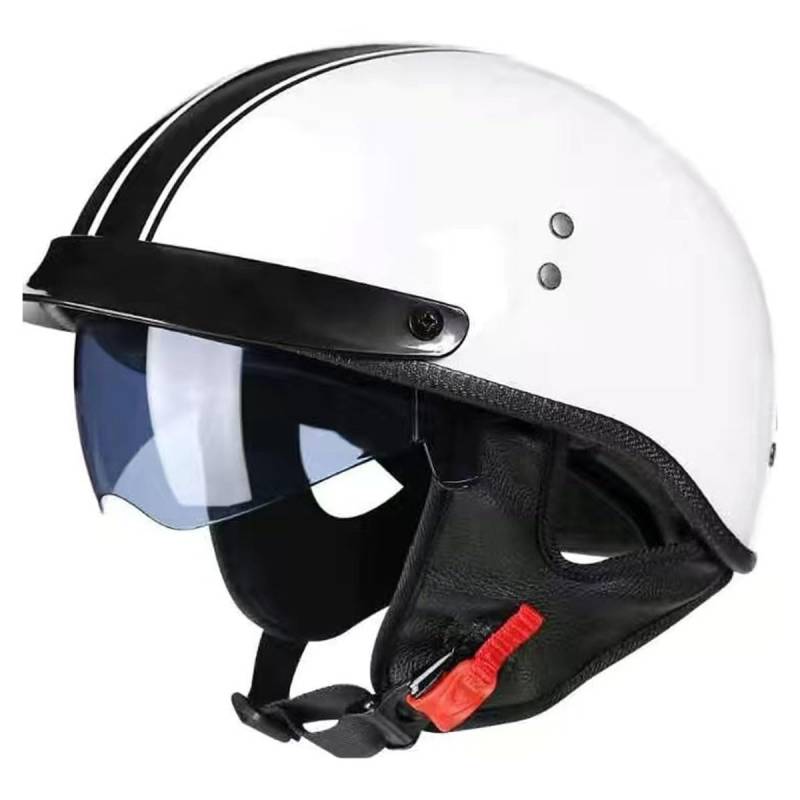 Motorradhelm Deutscher Stil Halbschalenhelm DOT/ECE-Zertifizierter Cruiser Scooter Retro Jethelm Mit Visier ABS-Helmkör Halbhelme Offenem Helm Rollerhelm Für Herren Damen 2,XXL:63-64CM von QAZXCVB