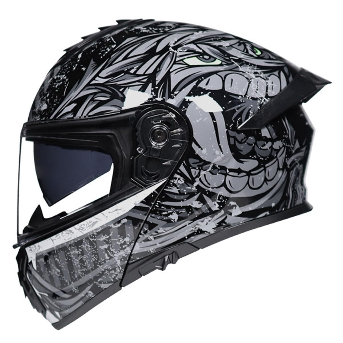 Motorradhelm Integrierter Klapphelm DOT/ECE Zertifiziert Flip Vollvisierhelm Motorrad Schutzhelm Mit Doppelvisier Integralhelm Motocross Helm Für Männer Und Frauen 11,3XL:65-66CM von QAZXCVB