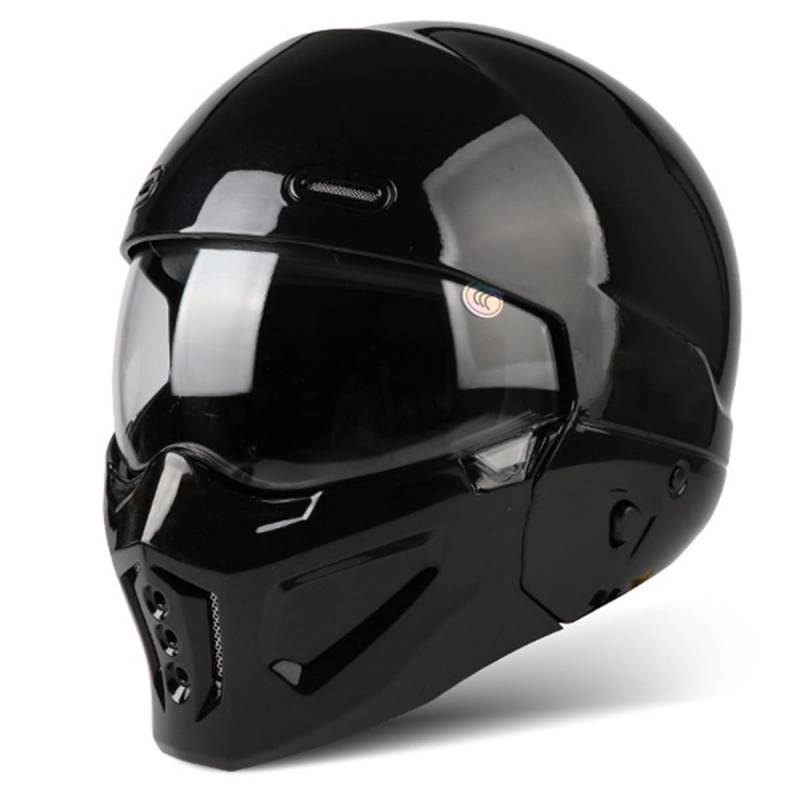 Motorradhelm Jethelm 3/4 Kombinationshelm Mit Visier Motorrad Halbhelme Scooter Helm Rollerhelm DOT/ECE-Zertifizierung Lokomotive Halbschalenhelm Für Männer Frauen 1,L:59-60CM von QAZXCVB