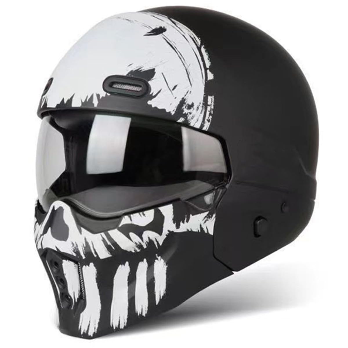 Motorradhelm Jethelm 3/4 Kombinationshelm Mit Visier Motorrad Halbhelme Scooter Helm Rollerhelm DOT/ECE-Zertifizierung Lokomotive Halbschalenhelm Für Männer Frauen 13,XL:61-62CM von QAZXCVB