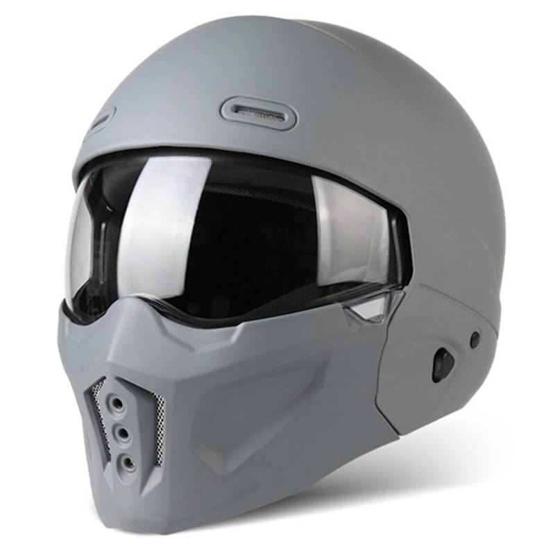 Motorradhelm Jethelm 3/4 Kombinationshelm Mit Visier Motorrad Halbhelme Scooter Helm Rollerhelm DOT/ECE-Zertifizierung Lokomotive Halbschalenhelm Für Männer Frauen 17,XXL:63-64CM von QAZXCVB