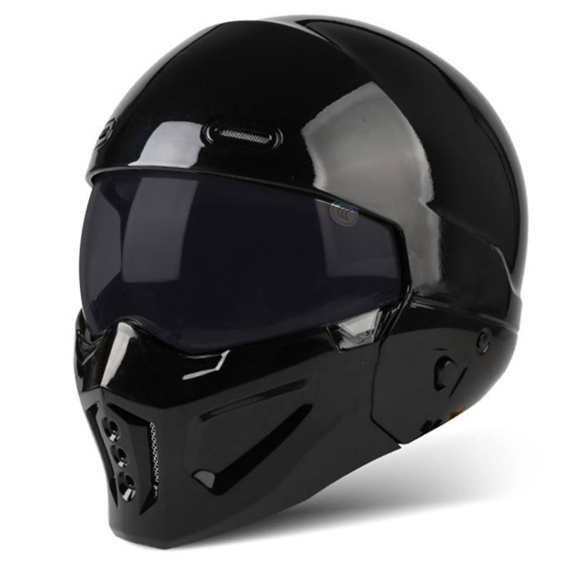 Motorradhelm Jethelm 3/4 Kombinationshelm Mit Visier Motorrad Halbhelme Scooter Helm Rollerhelm DOT/ECE-Zertifizierung Lokomotive Halbschalenhelm Für Männer Frauen 2,XXL:63-64CM von QAZXCVB