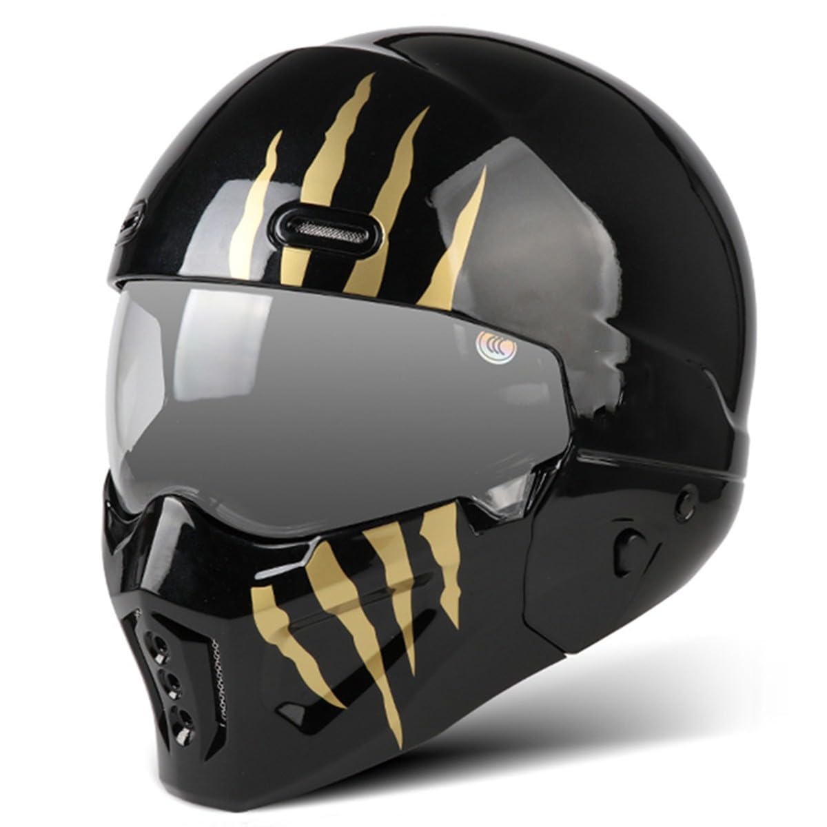 Motorradhelm Jethelm 3/4 Kombinationshelm Mit Visier Motorrad Halbhelme Scooter Helm Rollerhelm DOT/ECE-Zertifizierung Lokomotive Halbschalenhelm Für Männer Frauen 6,S:55-56CM von QAZXCVB