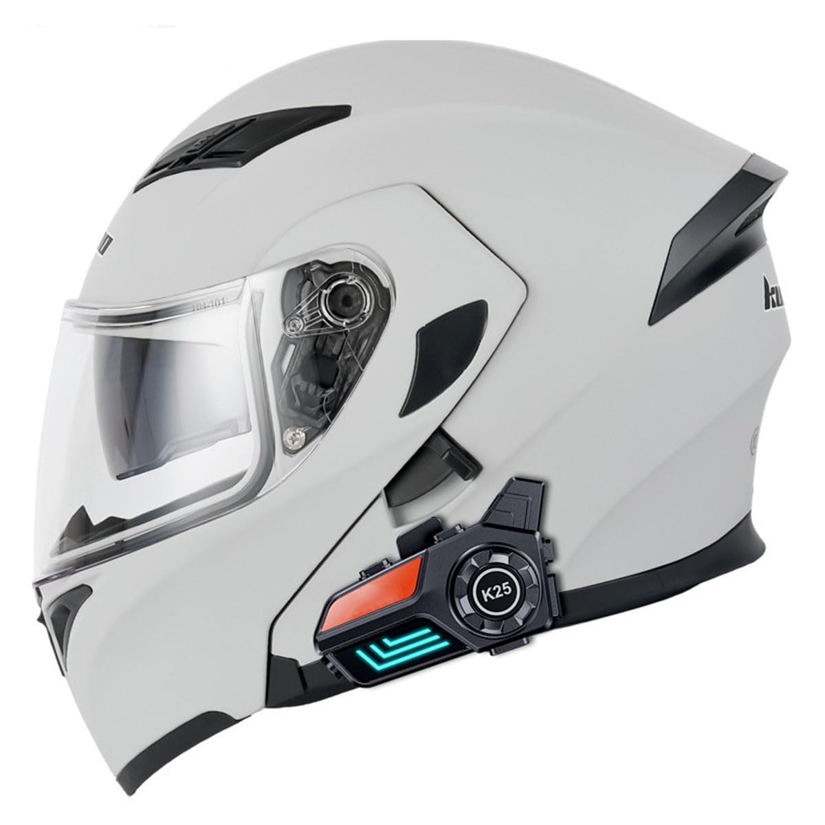 Motorradhelm Klapphelm Bluetooth Motorrad Helm Mit Doppelvisier ECE/DOT Zertifiziert Integralhelm Racing Rollerhelm Für Männer Frauen Mikrofon Für Automatische Reaktion 3,L:59-60CM von QAZXCVB