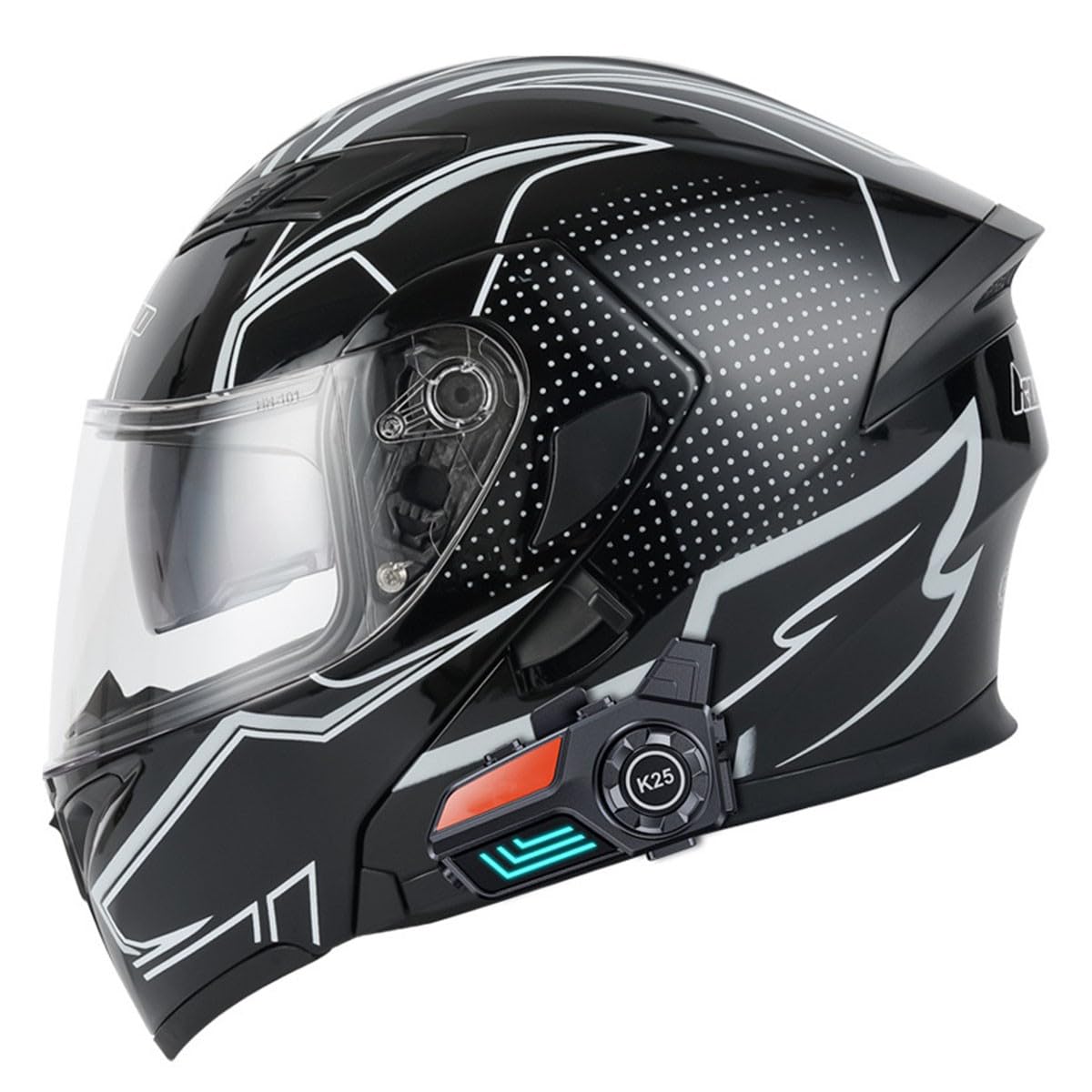 Motorradhelm Klapphelm Bluetooth Motorrad Helm Mit Doppelvisier ECE/DOT Zertifiziert Integralhelm Racing Rollerhelm Für Männer Frauen Mikrofon Für Automatische Reaktion 4,L:59-60CM von QAZXCVB