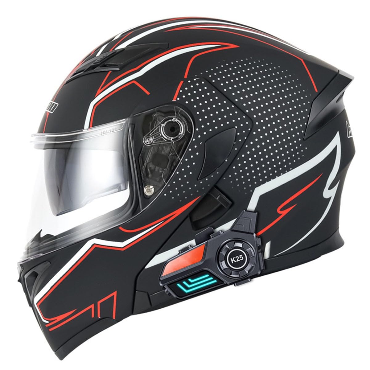 Motorradhelm Klapphelm Bluetooth Motorrad Helm Mit Doppelvisier ECE/DOT Zertifiziert Integralhelm Racing Rollerhelm Für Männer Frauen Mikrofon Für Automatische Reaktion 5,L:59-60CM von QAZXCVB