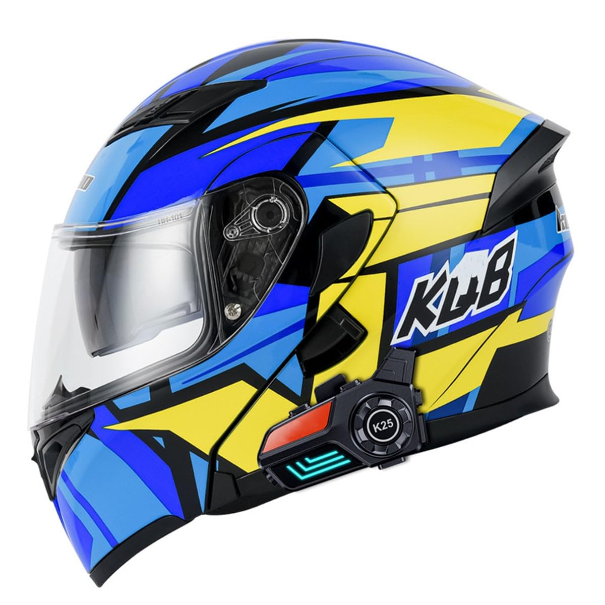 Motorradhelm Klapphelm Bluetooth Motorrad Helm Mit Doppelvisier ECE/DOT Zertifiziert Integralhelm Racing Rollerhelm Für Männer Frauen Mikrofon Für Automatische Reaktion 6,L:59-60CM von QAZXCVB