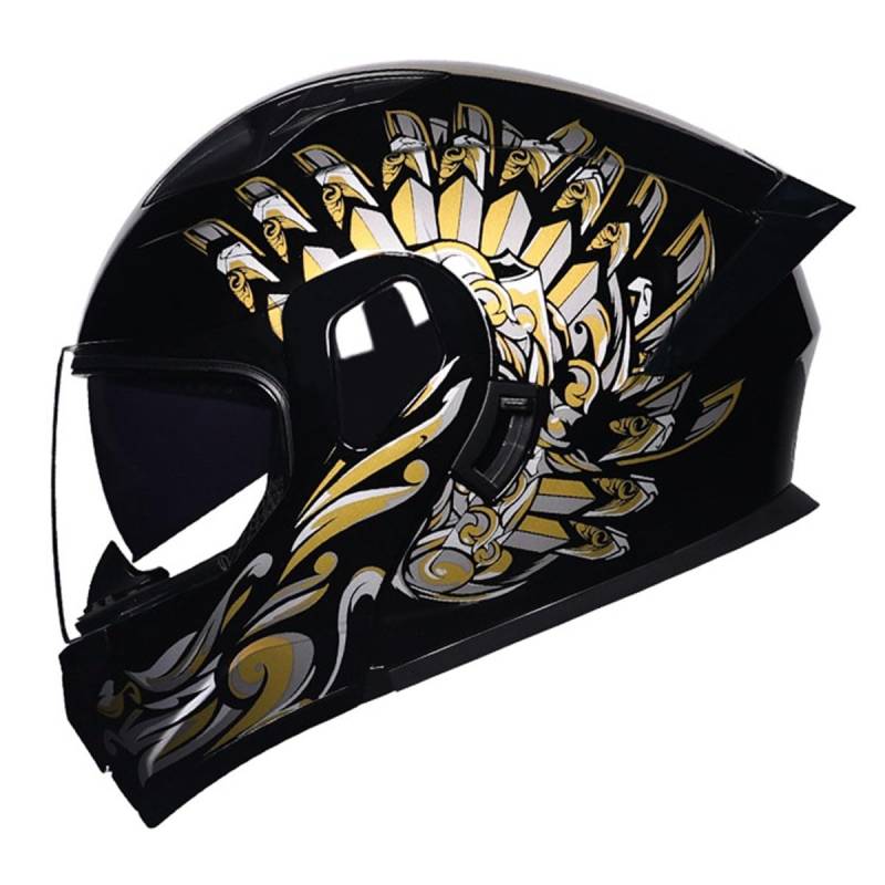 Motorradhelm Klapphelm ECE/DOT Zertifiziert Integralhelm Motorrad Sturzhelm Rollerhelm Mit Doppelvisier Vollvisierhelm Off Road Helm Für Herren Damen Erwachsene 11,XXL:63-64CM von QAZXCVB