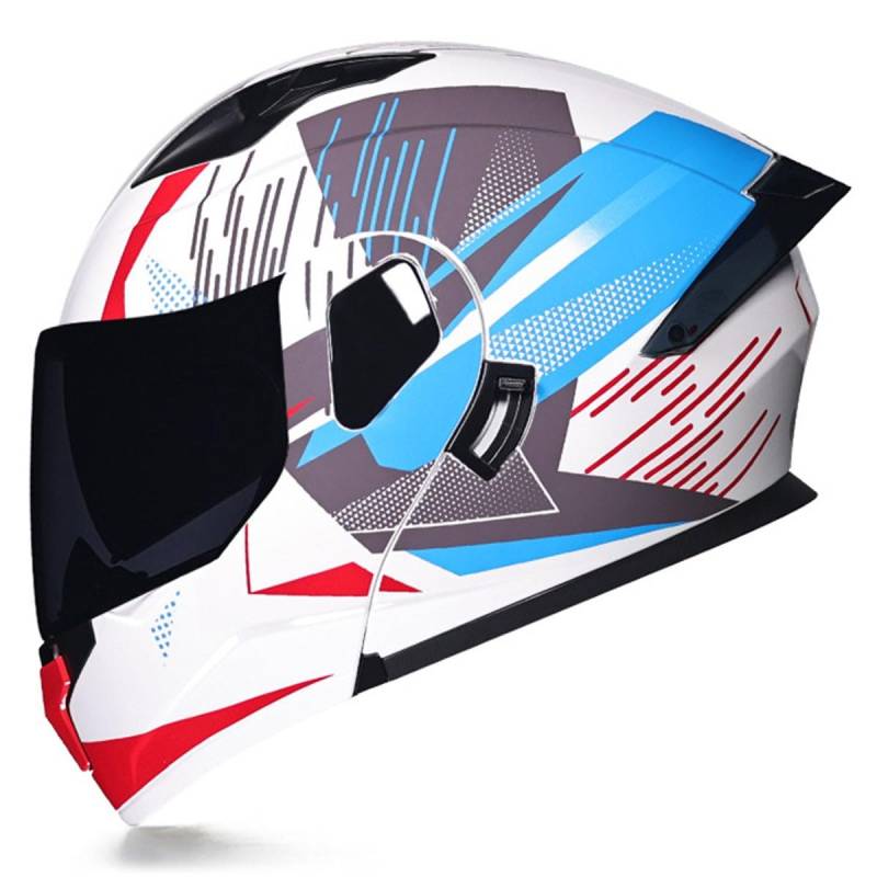 Motorradhelm Klapphelm ECE/DOT Zertifiziert Integralhelm Motorrad Sturzhelm Rollerhelm Mit Doppelvisier Vollvisierhelm Off Road Helm Für Herren Damen Erwachsene 15,XXL:63-64CM von QAZXCVB