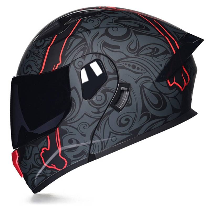 Motorradhelm Klapphelm ECE/DOT Zertifiziert Integralhelm Motorrad Sturzhelm Rollerhelm Mit Doppelvisier Vollvisierhelm Off Road Helm Für Herren Damen Erwachsene 8,XL:61-62CM von QAZXCVB