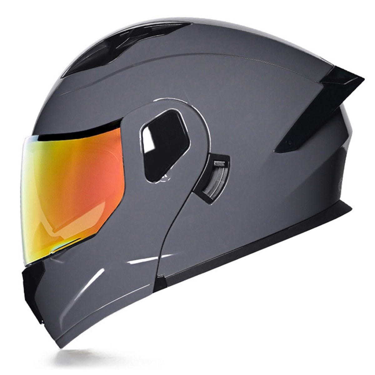 Motorradhelm Klapphelm Motorrad Integralhelm Für Damen Herren Mit Doppelvisier Modularer Motocross Helm Rollerhelm DOT/ECE Zertifiziert Flip Vollvisierhelm Sturzhelm 12,L:59-60CM von QAZXCVB