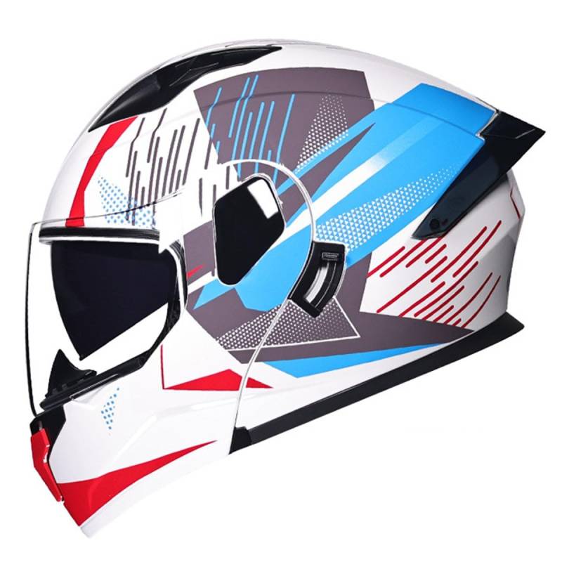 Motorradhelm Klapphelm Motorrad Integralhelm Für Damen Herren Mit Doppelvisier Modularer Motocross Helm Rollerhelm DOT/ECE Zertifiziert Flip Vollvisierhelm Sturzhelm 22,M:57-58CM von QAZXCVB