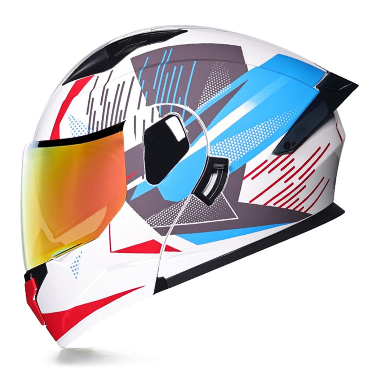 Motorradhelm Klapphelm Motorrad Integralhelm Für Damen Herren Mit Doppelvisier Modularer Motocross Helm Rollerhelm DOT/ECE Zertifiziert Flip Vollvisierhelm Sturzhelm 24,L:59-60CM von QAZXCVB