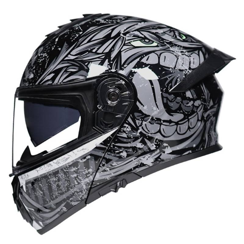 Motorradhelm Motorrad Klapphelm Für Männer Und Frauen Mit Doppelvisier Vollgesichts Motorrad Rennhelm DOT/ECE-Zugelassener Integralhelm Racing Motocross Helm 12,3XL:65-66CM von QAZXCVB