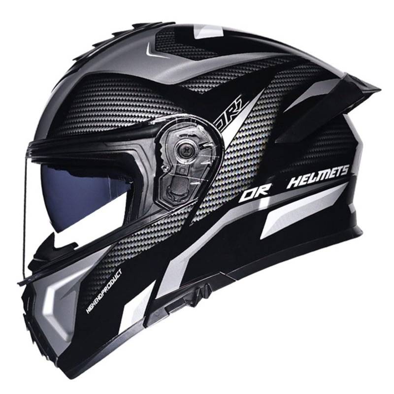 Motorradhelm Motorrad Klapphelm Für Männer Und Frauen Mit Doppelvisier Vollgesichts Motorrad Rennhelm DOT/ECE-Zugelassener Integralhelm Racing Motocross Helm 7,3XL:65-66CM von QAZXCVB